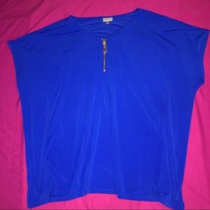 Avenue royal blue blouse with zipper front